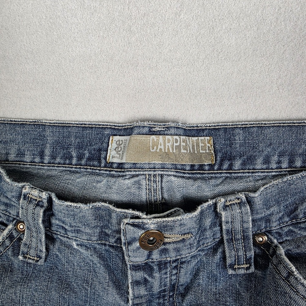 Vintage Y2k Lee Carpenter Jeans Mens 32x32 Blue Distressed Thrashed Skater - Picture 3 of 16